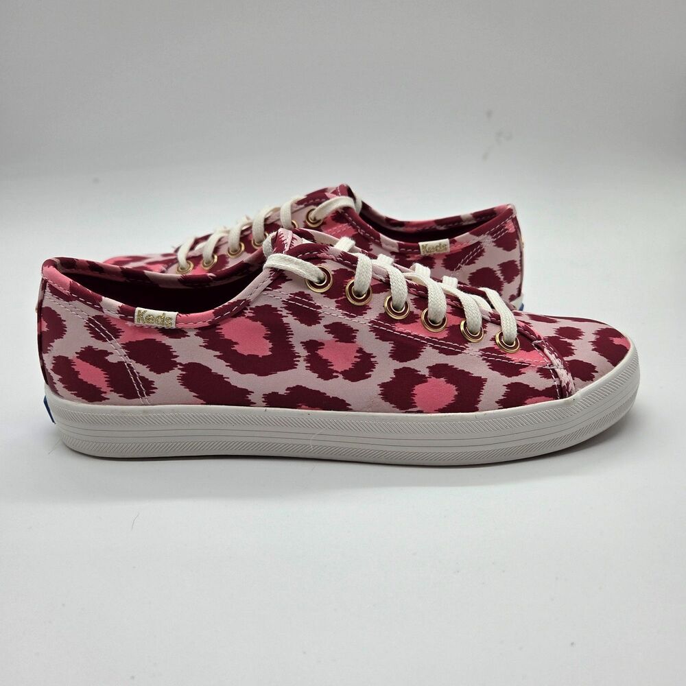 KEDS X KATE SPADE NEW YORK Kickstart Pink Leopard Satin Sneaker Size 8.5